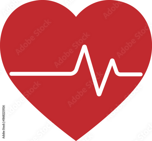 Heartbeat pulse flat icon ,medical heart ECG symbol for apps and websites