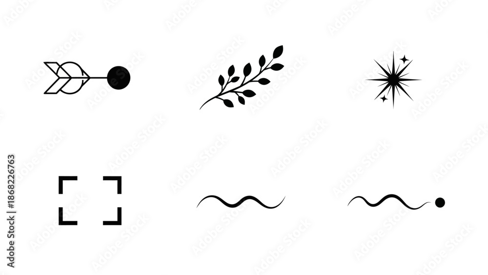 Obraz premium Minimalist black and white vector graphic elements for design and illustration