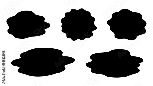 Abstract black shapes on white background for design and conceptual projects