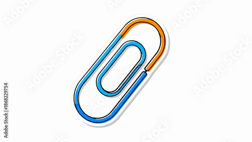 Blue and orange paperclip illustration, a common office supply for attaching documents
