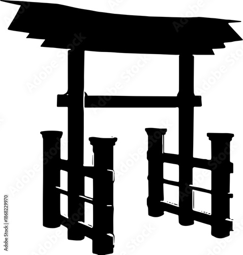 Silhouette of a traditional Japanese Torii gate isolated