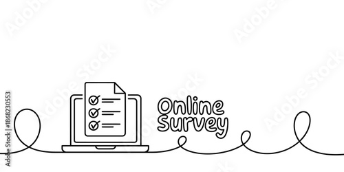 Online survey and customer feedback icon with laptop and checklist form, isolated on transparent background