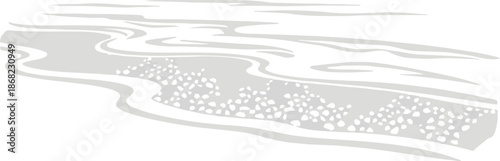 Abstract depiction of flowing water over a pebbled shore