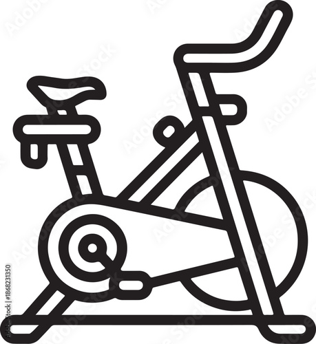 Exercise bike icon, fitness equipment, workout machine, gym bicycle