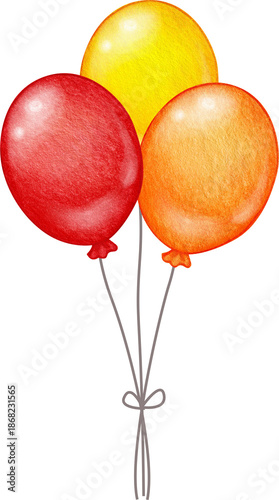 Watercolor hand drawn party balloons