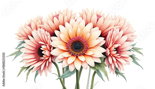 Bright Pink Gerbera Daisy Bouquet with Central Flower