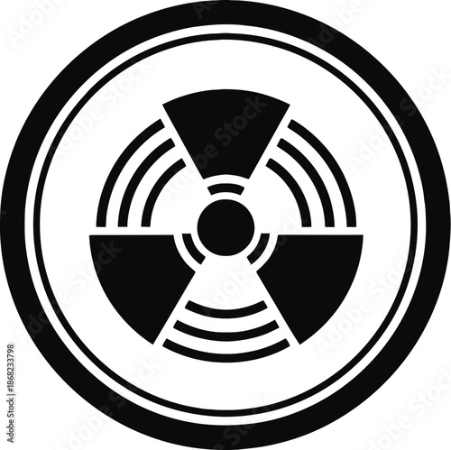 Nuclear radiation warning symbol on white background