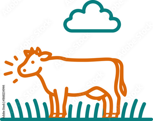 Cow Methane Gas Emission Icon Isolated
