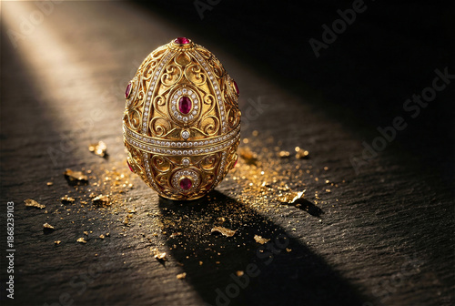Golden luxury egg as high end decorative centerpiece