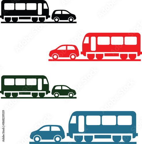 Adobe IllustraBus and Car Together Vector Illustration Isolated on White  Urban Transportation Concepttor Artwork