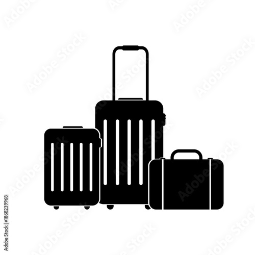 Set of luggage icon, rolling suitcase,travel luggage. Flat vector illustration design