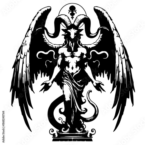 Silhouette of the statue of Baphomet