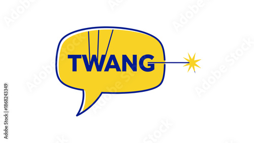 Billede på lærred A speech bubble with TWANG in bold, explosions and lines on white