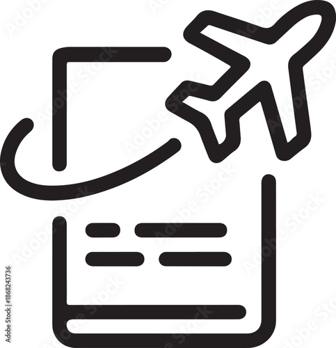 Airplane boarding pass vector icon, travel document symbol, flight ticket