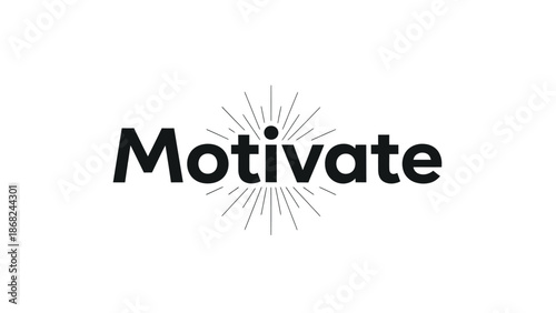 Bold black text "Motivate" with a starburst graphic replacing the "o" on a white backdrop