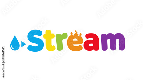 Colorful "Stream" wordmark logo; a drop and triangle prefix "S" and a stylized flame over the "e.