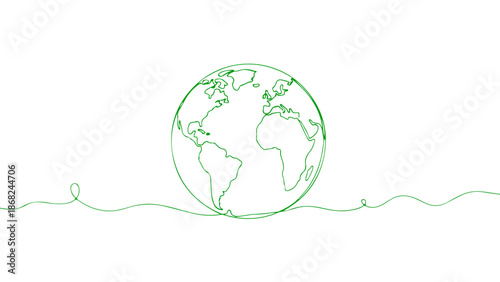 Continuous one line art illustration of the planet earth vector, elegant and simple continuous line drawing of the globe