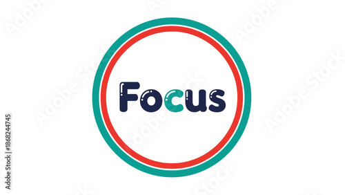 A design with the word "Focus" inside a circle, using bold font and bright colors