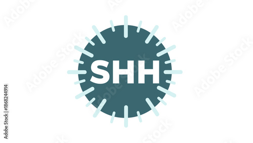 A teal circle with "SHH" in white, surrounded by light blue radial elements, on white background