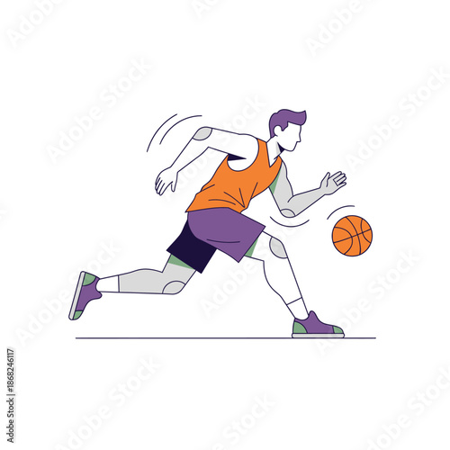 Dynamic basketball player in motion illustration conveying energy and athleticism with precision