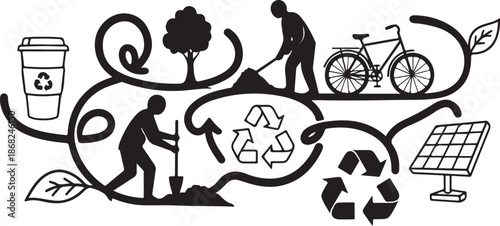 Eco Friendly Lifestyle Silhouette Illustration Graphic Design