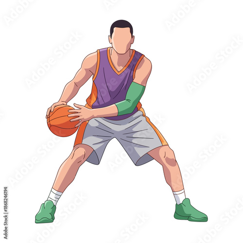 Dynamic basketball player in action showcasing athletic prowess and skillful ball handling within