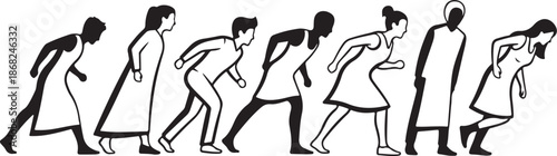 Evolution of a Woman's Silhouette in Motion Sequence