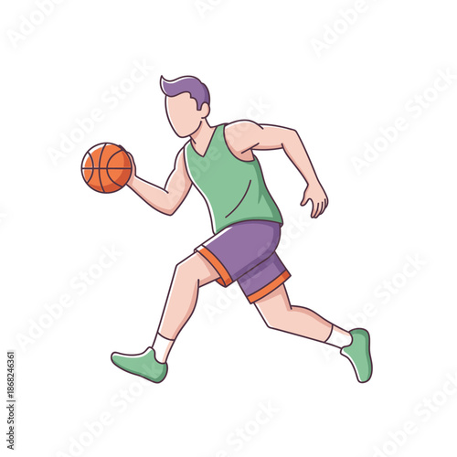Basketball player in motion illustration showing athleticism during a match or training
