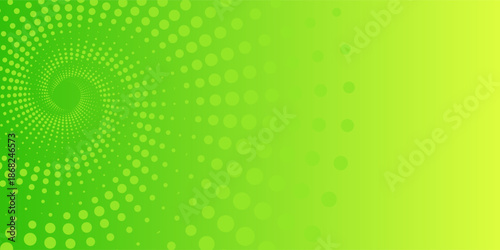 Abstract green gradient vector banner. Halftone dotted minimal contemporary long background art