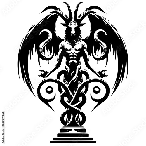 Silhouette of the statue of Baphomet