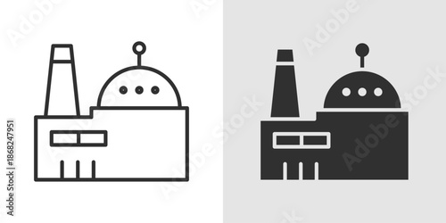 Futuristic Factory Icon representing advanced manufacturing, automation, smart industry, and industrial innovation.