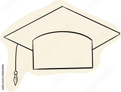 Graduate hat doodle hand drawn. Education college student success diploma drawing.
