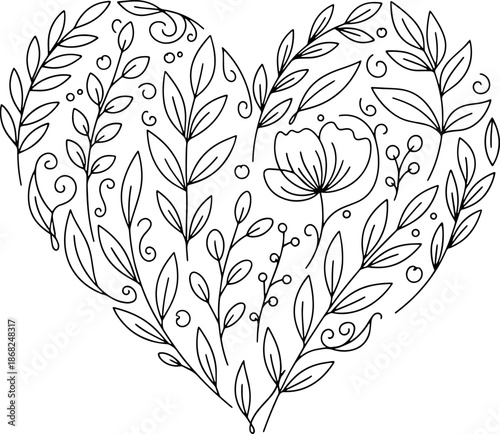 Hand Drawn Valentine Love Doodle Line Art Abstract Ornament Design