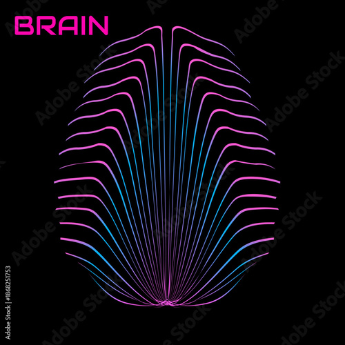 Abstract human brain. Logo with colorful lines