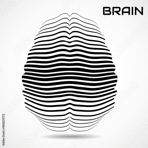 Abstract human brain. Logo with lines