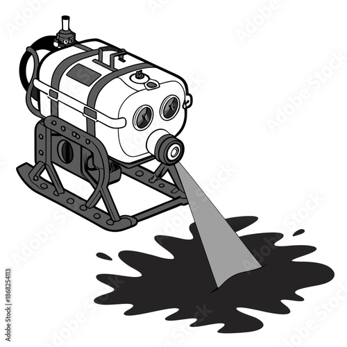 Autonomous Oil Spill Response Marine Robot for Environmental Cleanup and Ocean Protection Vector