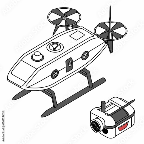 Sea Rescue Autonomous Marine Drone for Emergency Response and Coastal Safety Vector Design