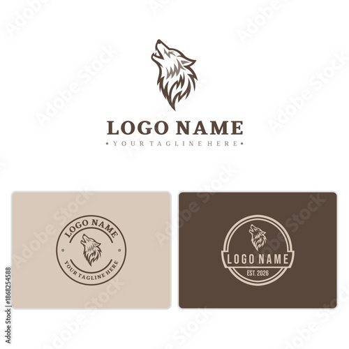 Tribal-Inspired Earth Tone Wolf Logo for Nature or Adventure Brands