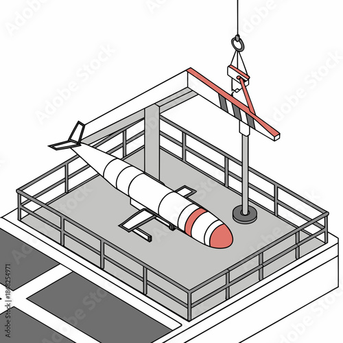 Specialized Marine Drone Launch and Recovery System for Ship Decks, Automated UAV Deployment Platform Illustration