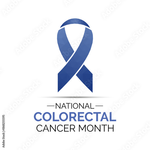 Vector graphic of Colorectal Cancer Awareness Month vector artwork, highlighting annual observance in March. Dark blue Realistic ribbon. In some cases, it is called colon cancer, Banner design.