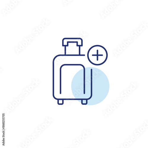 Luggage upgrade, add suitcases. Wheeler and plus. Pixel perfect, editable stroke vector icon