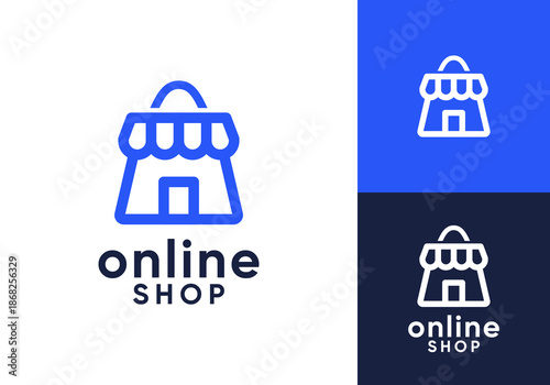 shopping bag store logo. simple online shop vector design inspiration