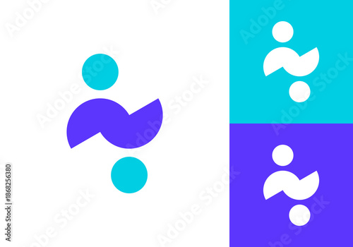 partner job logo design. simple creative work people icon vector concept