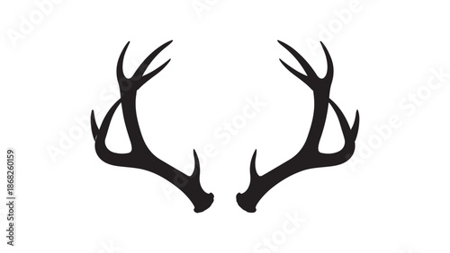 Minimalist deer antlers silhouette Vector, illustration