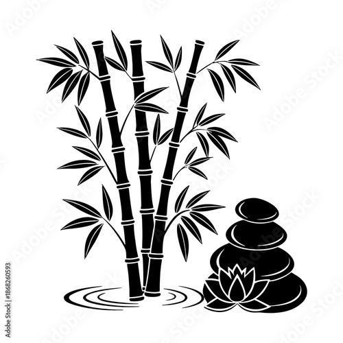 zen stones and bamboo