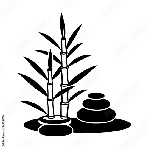 zen stones and bamboo