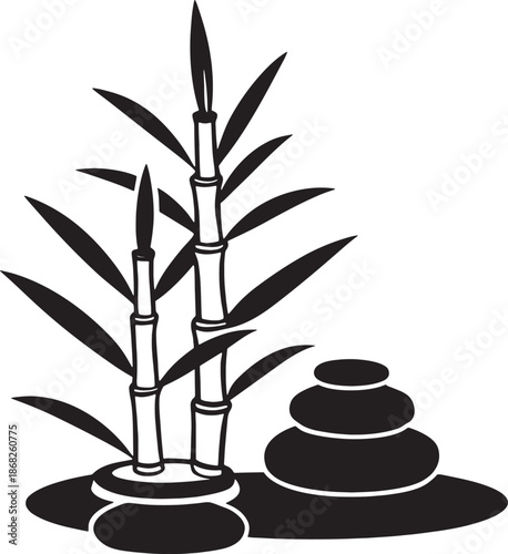 Photography zen stones and bamboo