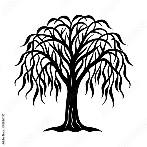 black and white vector illustration of tree