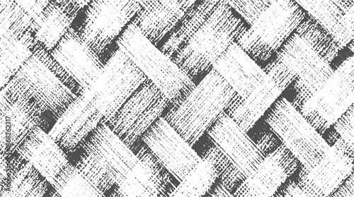 Seamless monochrome woven pattern with distressed brush strokes creating a textured herringbone or basketweave effect in grey and white