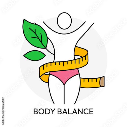 Female Waist Measurement Symbol Representing Body Balance and Wellness